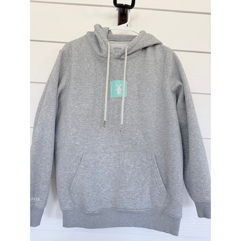 A- 80- Dutch Bros Coffee Hoodie Gray Windmill Patch Pullover Sweatshirt Medium